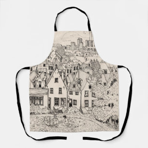 Leiden South Holland Netherlands Pen Ink Drawing Apron