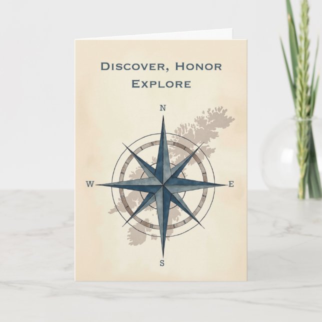 Leif Erikson Day Modern Explorer Compass with Map Card (Front)