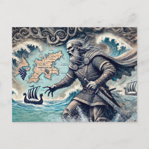 Leif Erikson in Pastel Chalk Drawing Postcard