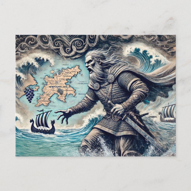 Leif Erikson in Pastel Chalk Drawing Postcard (Front)