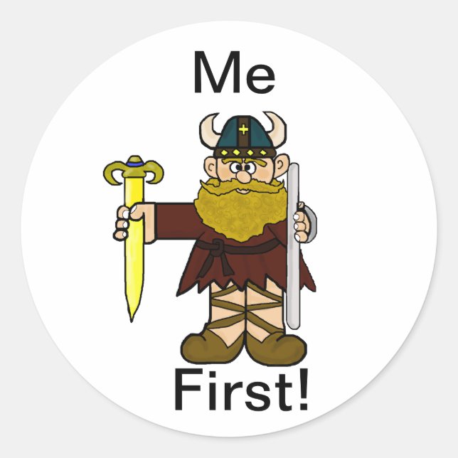 Leif Erikson  " Me First" Stickers! Classic Round Sticker (Front)