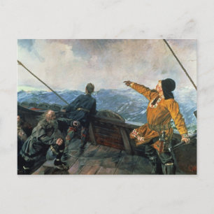 Leif Eriksson  sights land in America, 1893 Postcard