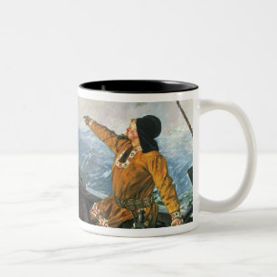 Leif Eriksson sights land in America, 1893 Two-Tone Coffee Mug
