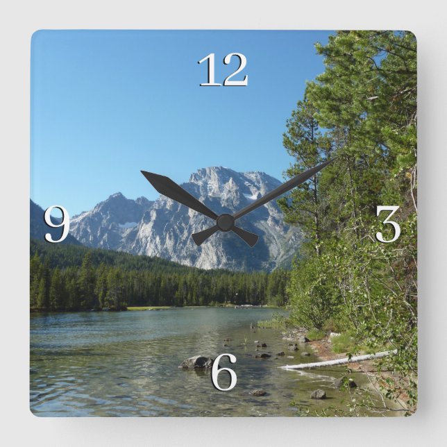 Leigh Lake at Grand Teton National Park Square Wall Clock (Front)