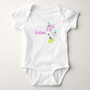 "Leilani", Name With Kittens And Butterflies, Baby Bodysuit