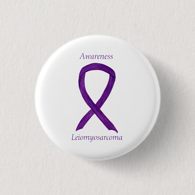 Leiomyosarcoma Purple Awarness Ribbon Custom Pin (Front)