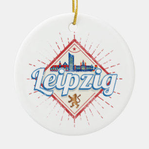 Leipzig Germany Saxony Retro Skyline Vintage Ceramic Ornament