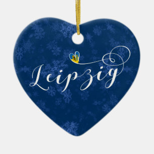 Leipzig Heart, Christmas Tree Ornament, Germany Ceramic Ornament