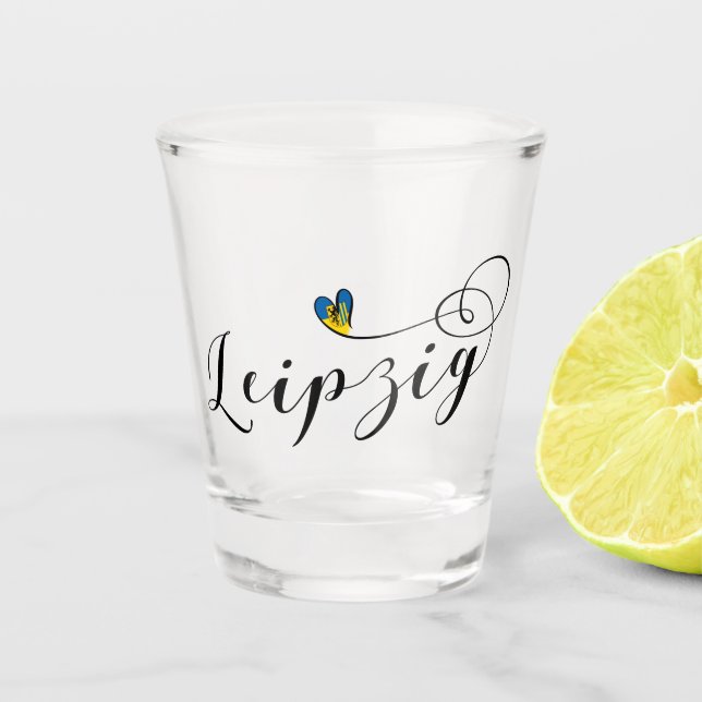 Leipzig Heart, Germany Shot Glass (Front)