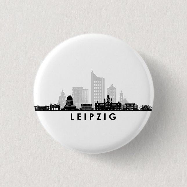 LEIPZIG university Germany City Skyline Silhouette 1 Inch Round Button (Front)