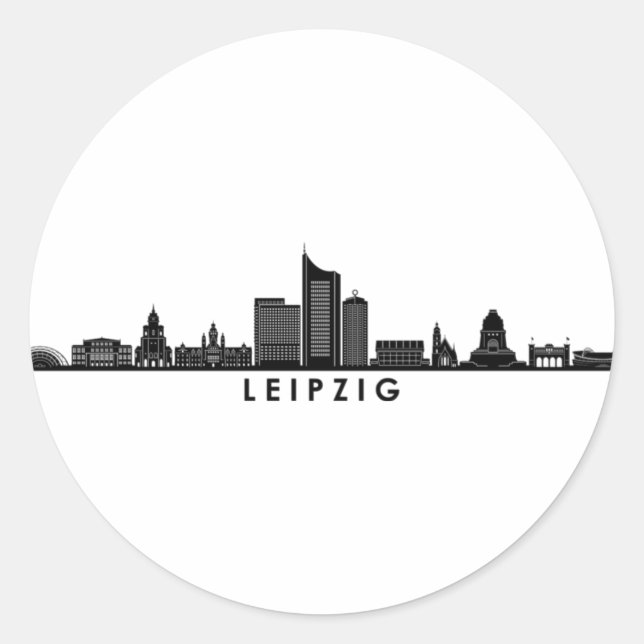 LEIPZIG university Germany City Skyline Silhouette Classic Round Sticker (Front)