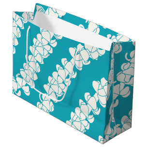 Leis Puakenikeni sur sac cadeau Tropical turquoise