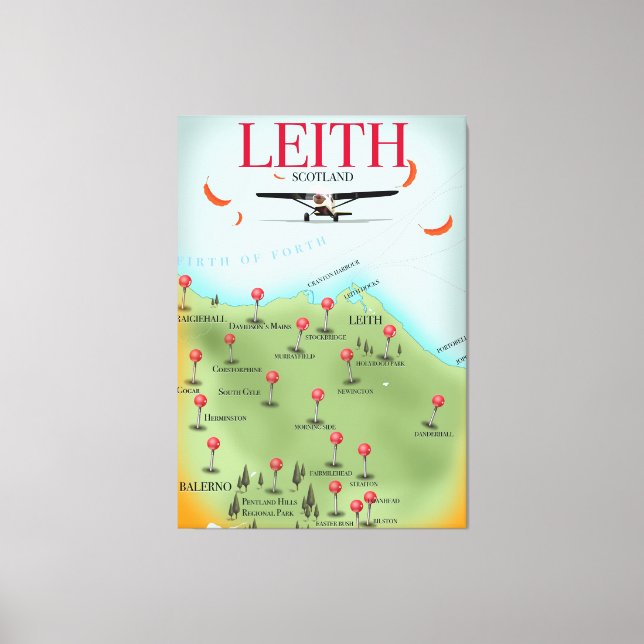 Leith Scotland vintage style map Canvas Print (Front)