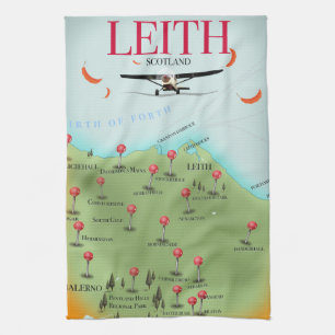 Leith Scotland vintage style map Kitchen Towel
