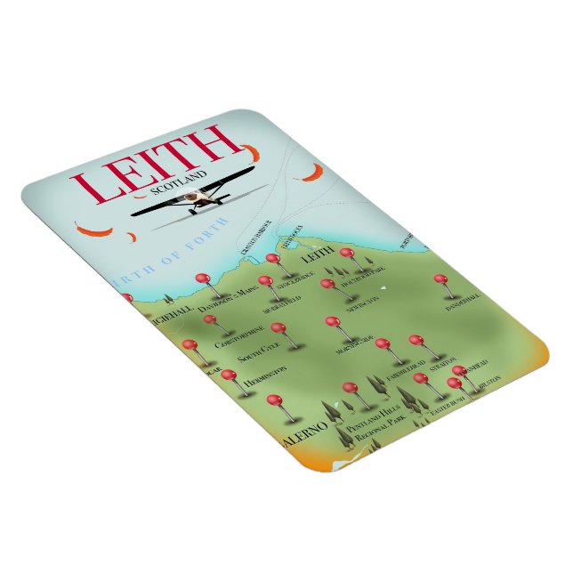 Leith Scotland vintage style map Magnet (Right Side)