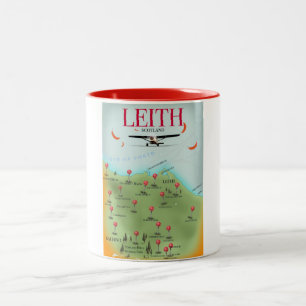 Leith Scotland vintage style map Two-Tone Coffee Mug