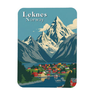 Leknes Norway Mountain Travel Souvenir Magnet