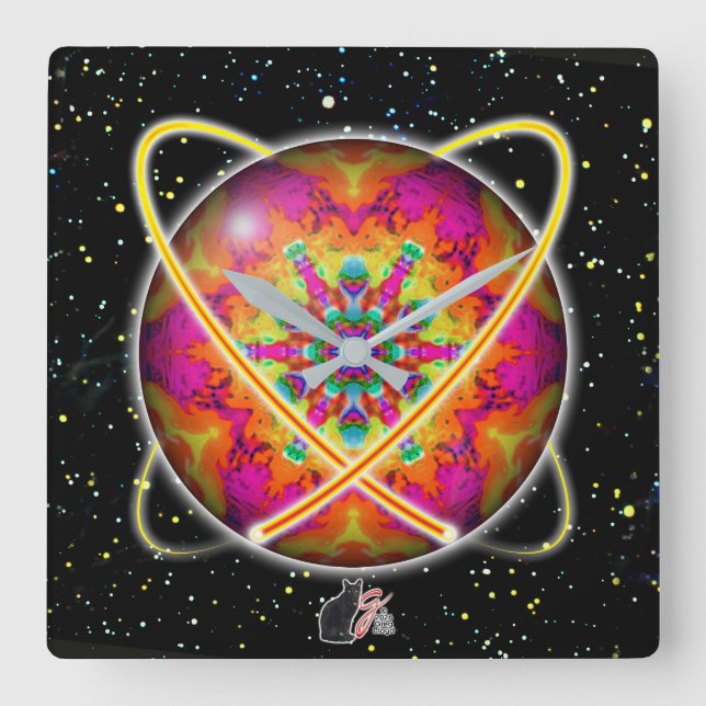 Lektron Orbz Square Wall Clock (Front)