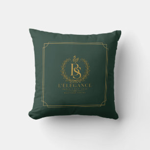 L'Élégance Forest Green & Gold Throw Pillow Pari