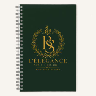 L'Élégance Gold Heritage Laurel Monogram Hardcover Notebook