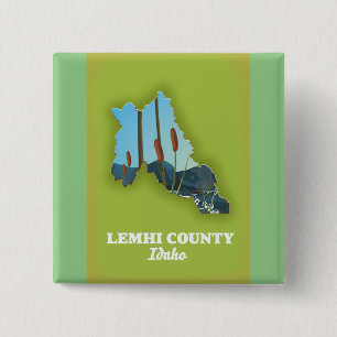 Lemhi County, Idaho map Metal Print 2 Inch Square Button