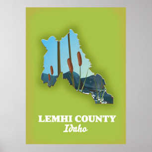 Lemhi County, Idaho map Poster