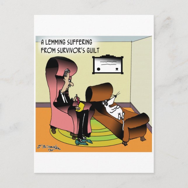 Lemming Survivor Guilt Postcard (Front)