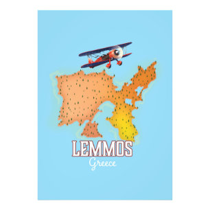 Lemmos Greek Map Illustrated travel poster