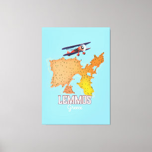Lemmos Greek Map Illustrated travel poster Canvas Print