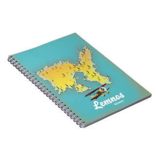 Lemnos greece retro map notebook