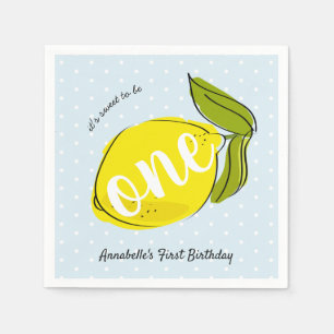 Lemon 1st Birthday Light Blue Paper Napkin