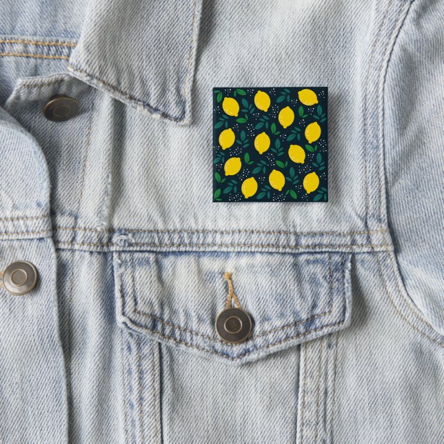 Lemon 2 Inch Square Button (In Situ)