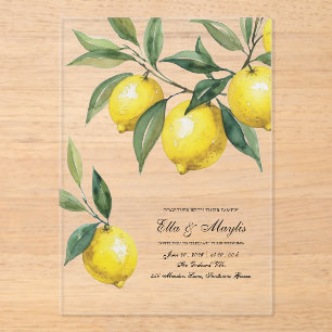 Lemon Acrylic Wedding Invitations
