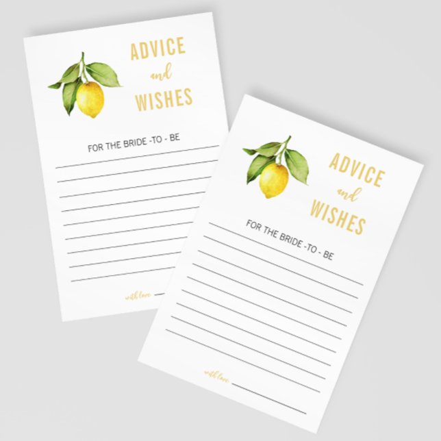 Lemon Advice and Wishes Bridal Shower Game (Creator Uploaded)
