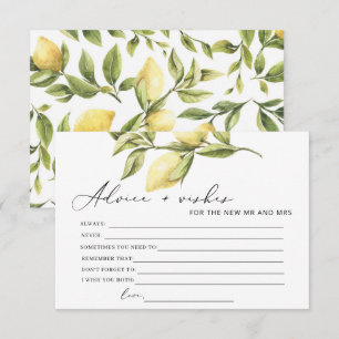 Lemon Advice and Wishes Bridal Shower Game Card