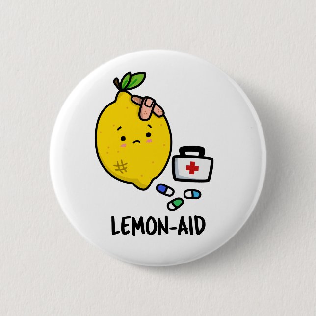 Lemon-aid Funny First Aid Lemon Pun  2 Inch Round Button (Front)