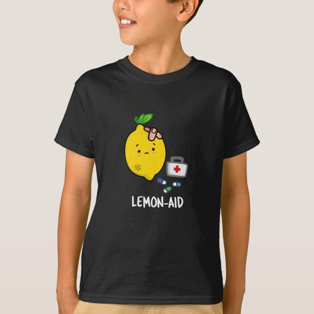 Lemon-aid Funny First Aid Lemon Pun Dark BG T-Shirt (Front)