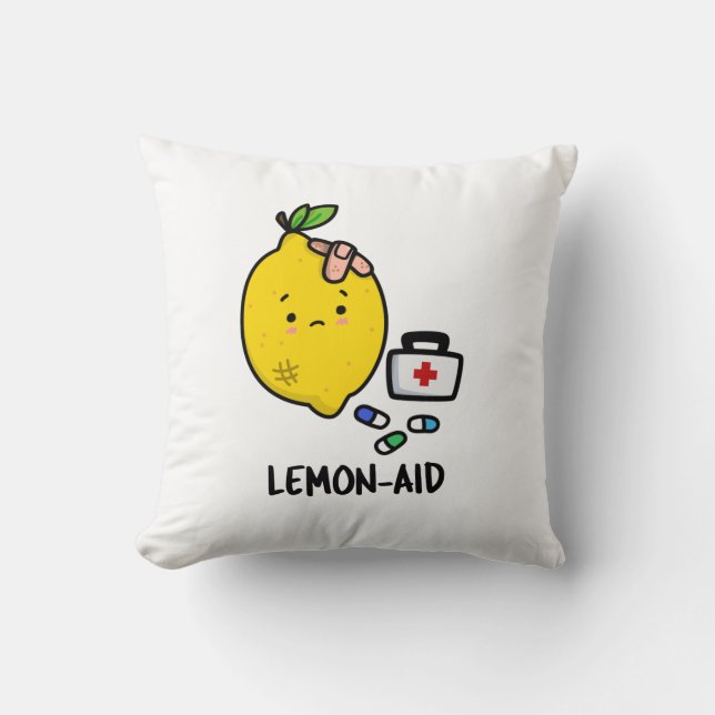 Lemon-aid Funny First Aid Lemon Pun  Throw Pillow (Front)