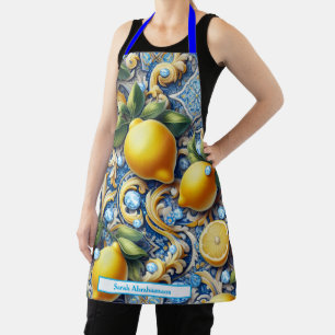 Lemon Amalfi Mediterranean Tiles Diamonds Apron