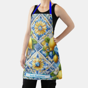 Lemon Amalfi Mediterranean Tiles Diamonds Apron