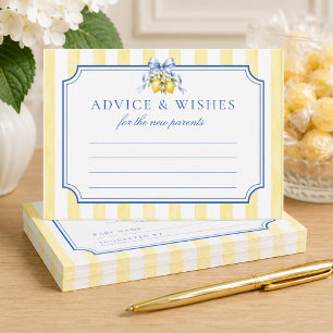 Lemon Amalfi Theme Gender Neutral Baby Shower Advice Card
