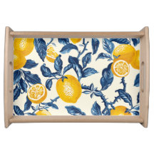 Lemon and Blue Damask style