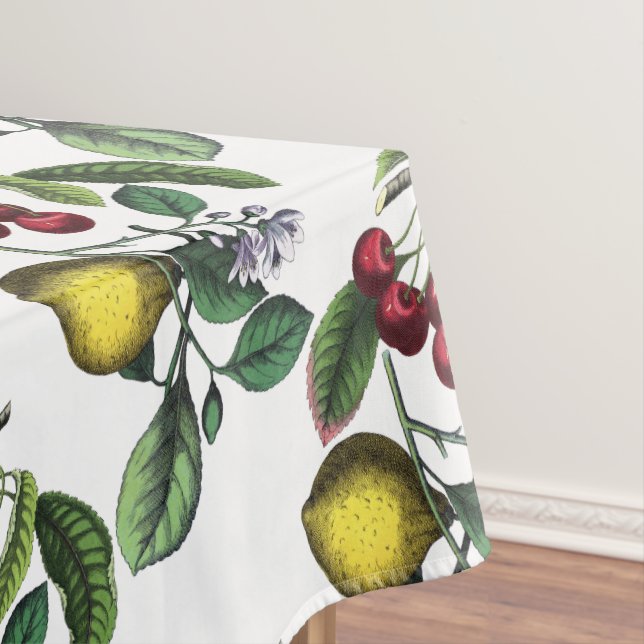 Lemon and cherries,botanical tablecloth (In Situ)