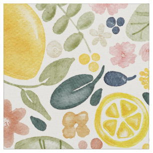 Lemon and floral botanical fabric