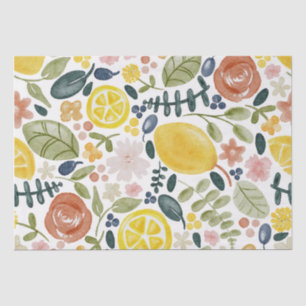 Lemon and floral botanical tissue paper