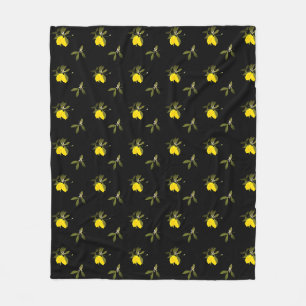 Lemon and flowers fleece blanket