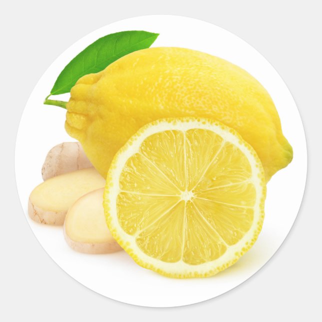 Lemon and ginger classic round sticker (Front)