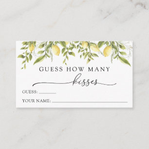 Lemon and Greenery Guess How Many Kisses Enclosure Card