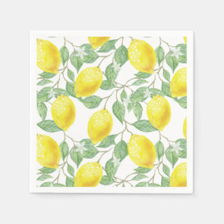 Lemon and Leaf Pattern Main Squeeze Bridal Shower Napkin