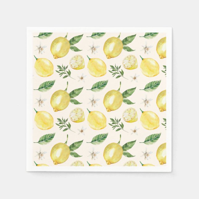 Lemon and Leaves Pattern Napkins (Front)